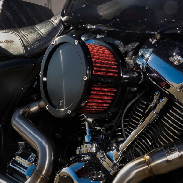 Part#:5423-70 - BA Race Series Air Cleaner Kit, Race Series tall cage, Black finish, Red filter