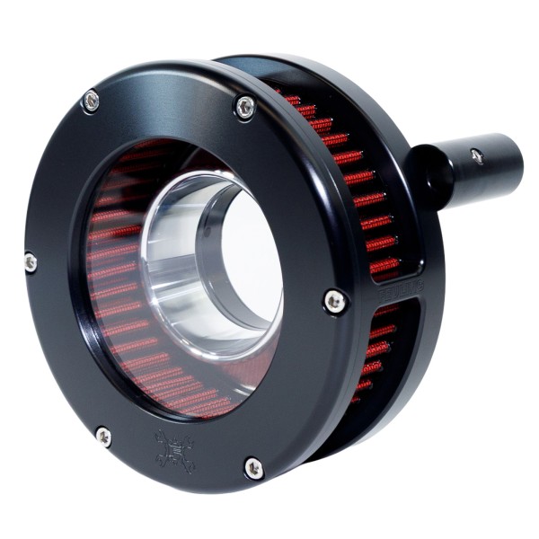 BA Air Cleaner Kit Slim, Black finish, Red filter