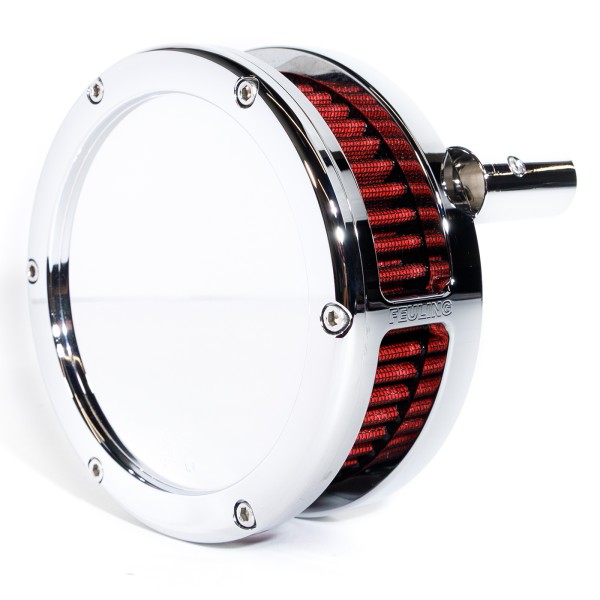 BA Air Cleaner Kit Slim, Chrome finish, Red filter