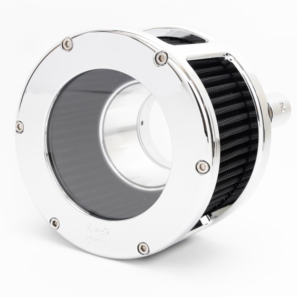 BA Race Series Air Cleaner Kit, Race Series tall cage, Chrome finish, Red filter